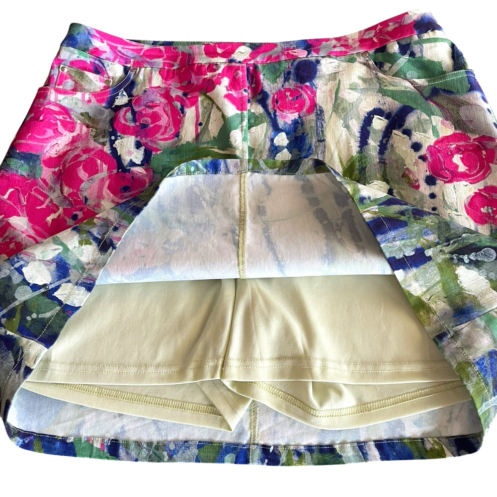 CLAIRE DESJARDINS Anthropologie Size Large Floral Activewear Pull-On Skort Women - Picture 2 of 8